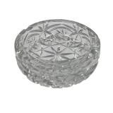 Vintage Bohemian-Style Cut Crystal Glass Ashtray in Starburst Design