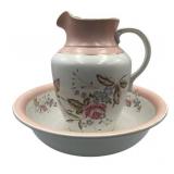 19th Century Trenton Potteries Company Parisian Granite Wash Basin (4.5" T x 15" W) and Pitcher (12" Tall)