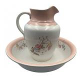 19th Century Trenton Potteries Company Parisian Granite Wash Basin (4.5" T x 15" W) and Pitcher (12" Tall)