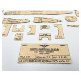 WW2 1943 U.S. Navy Bureau of Aeronautics (1:72 Scale) Model Template of the North American B-25B Mitchell Bomber