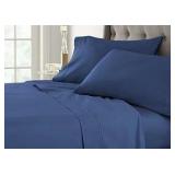 King Liz Claiborne Ultra Fit Performance 575TC Sheet Set Kensington Blue Color Split King Sized Bed