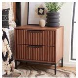 Lylia 2 Drawer Nightstand- NST9605A | Retail $333 | Walnut with Black Legs