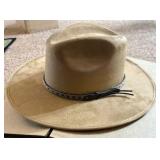Western Express Designer Cowboy Accessory Hat, Tan Color, Good Qualiry Material With Leather Accents on Base of the Hat, Great Fashion Item For Men or Women