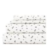 King - Spotted Leaves 4-Piece Patterned Sheet Set - 1 Fitted Sheet, 1 Flat Sheet, 2 Pullow Cases