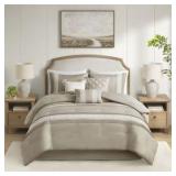Queen | Madison Park Marla 7-Piece Lace Trim Comforter Set with Throw Pillows