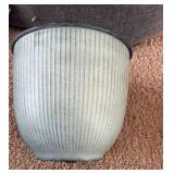 Natural IronStone Garden/Flower Pot 14-Inches Wide 6.6 Gallon Blue Steele Color With Decorative Lines