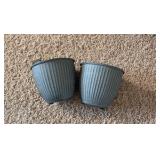 Natural IronStone Garden/Flower Pots, Two Small Pots 6 Inches Wide 0.4 Gallon Size Brown Color With Decorative Lines