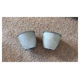 Natural IronStone Garden/Flower Pots, Two Small Pots 6 Inches Wide 0.4 Gallon Size Light Brown Tannish Color With Decorative Lines