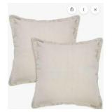 LR Home Wilma Set of 2 Beige Stitch Bordered Adult Decorative Throw Pillows