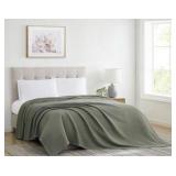 CANNON Heritage Cotton Waffle Green Cotton 1-Piece Full/Queen Blanket, Light Weight, Solid Color Themed, for Men and Women, Oeko-TEX Certified Confidence