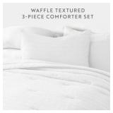 Full/Queen Waffle Textured Down-Alternative Comforter Set | Retail $179 | 1 textured comforter 2 envelope shams