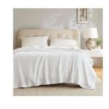 Full/Queen | Madison Park 100% Egyptian Cotton Lightweight Summer Blanket, Breathable Waffle Knit Design, Soft Cozy All-Season Throw for Bed, Couch or Sofa, White Color Full/Queen Size (90"x90")