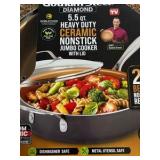 Gotham Steel Diamond Nonstick Heavy Duty Ceramic Jumvo Cooker With Lid, 5.5 qt. size, Pan Dishwasher Safe