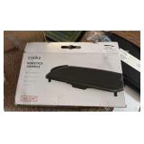 Cooks Nonstick Griddle, Electric Plugin 10.5 in x 20 in, Working Condition, in Box, Small Plastic Bracket Under watch That Homds Drip Tray is Partially Broken But it Still Holds the Drip Tray