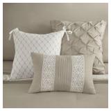 Queen | Madison Park Marla 7-Piece Lace Trim Comforter Set with Throw Pillows