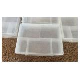 7 Clear Plastic Organizer Bins, Each One Has 5 Separate Compartments, Used But Not Broken