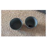 Natural IronStone Garden/Flower Pots, Two Small Pots 6 Inches Wide 0.4 Gallon Size Brown Color With Decorative Lines