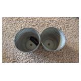 Natural IronStone Garden/Flower Pots, Two Small Pots 6 Inches Wide 0.4 Gallon Size Light Brown Tannish Color With Decorative Lines