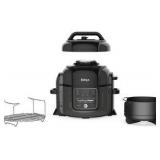 Ninja Foodi 7-in-1 Programmable Pressure Fryer, Slow Multi Cooker with TenderCrisp Technology, 5 Pot, 3-qt. Air Fry Basket (OP101), 5-Quart, Black/Gray