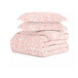 Romantic Damask Pattern 3-Piece Duvet Cover Set King and Cali King Bed Sized