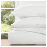 Full/Queen Waffle Textured Down-Alternative Comforter Set | Retail $179 | 1 textured comforter 2 envelope shams