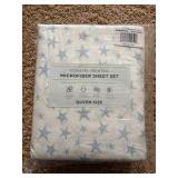 Queen | Great Bay Home Coastal Inspired Microfiber Sheet Set Queen Sized Bed, Starfish - Blue
