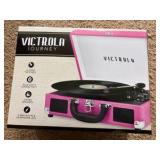 Victrola Bluetooth Suitcase Record Player with 3-speed Turntable Pink Color
