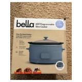 bella 6.0 Qt Programmable Slow Cooker, Ceramic Nonstick Coating, Adjustable Temperature & Cooking Times, Dishwasher Safe Stoneware Pot & Tempered Glass Lid, Tangle Free Cord Wrap, Surf