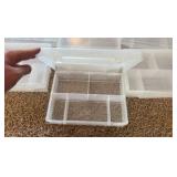 7 Clear Plastic Organizer Bins, Each One Has 5 Separate Compartments, Used But Not Broken