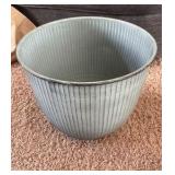 Natural IronStone Garden/Flower Pot 14-Inches Wide 6.6 Gallon Blue Steele Color With Decorative Lines