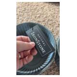 Natural IronStone Garden/Flower Pots, Two Small Pots 6 Inches Wide 0.4 Gallon Size Blue Steele Color With Decorative Lines