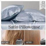 Madison Park Satin Sheets Full Size, Luxurious Silky Bed Sheets, Elastic 14" Pocket fits up to 16" Mattress, Wrinkle-Free, Soft Satin Bed Sheet Set, Blue