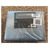 Madison Park Satin Sheets Full Size, Luxurious Silky Bed Sheets, Elastic 14" Pocket fits up to 16" Mattress, Wrinkle-Free, Soft Satin Bed Sheet Set, Blue