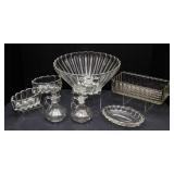 Set of 7 Cut Glass Serving Pieces