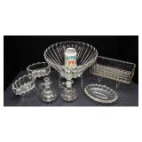 Set of 7 Cut Glass Serving Pieces