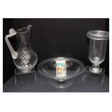 Set of 3 Glassware Pieces – Pitcher, Bowl & Vas