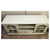Cream Entertainment Stand with Glass Doors