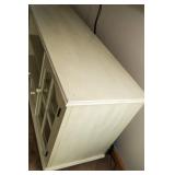 Cream Entertainment Stand with Glass Doors