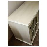 Cream Entertainment Stand with Glass Doors
