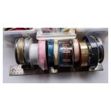 Large Assorted Ribbon Lot with Storage Container