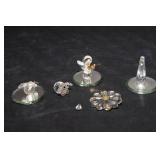 Set of 5 Mini Crystal Figurines with Mirror Bases