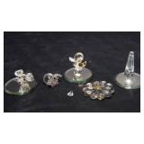 Set of 5 Mini Crystal Figurines with Mirror Bases