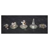 Set of 5 Mini Crystal Figurines with Mirror Bases