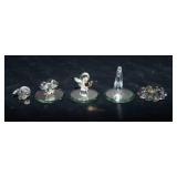 Set of 5 Mini Crystal Figurines with Mirror Bases