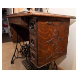Antique Singer Treadle Sewing Machine Table and Singer Sewing Machine