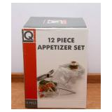 Vintage MCM Goodwood Teak Serving Lap Tray with Glass Appetizer Dishes