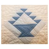 Handmade Blue & White Quilt – Basket Pattern (94” x 107”)