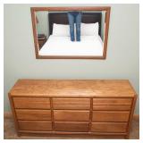 6-Drawer Oak Dresser with Coordinating Mirror