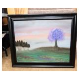 Handpainted Tree Artwork – Framed Wall Art (33” x 27”)