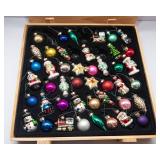 Mercury Glass Christmas Ornaments in Wooden Crate Case